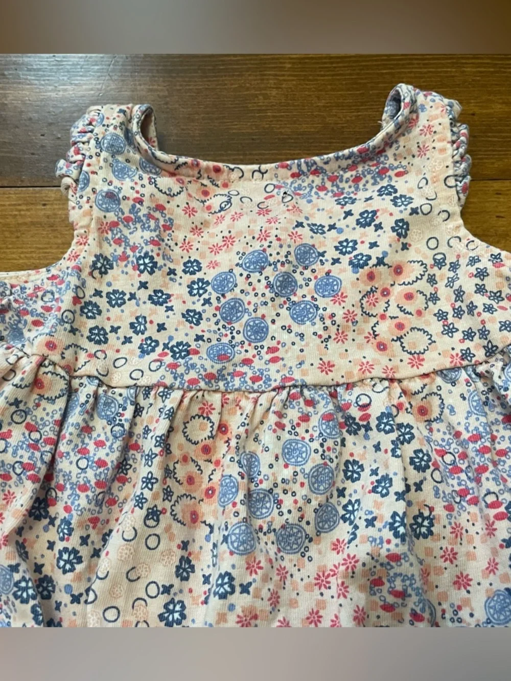 Tea Collection Pink & Blue Floral Bubble Romper Size 0-3 Months